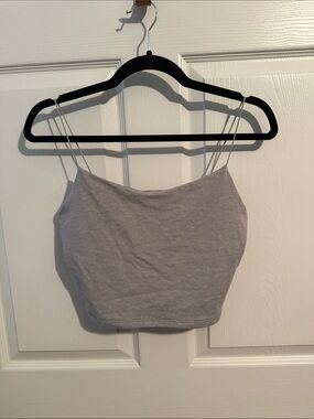 wild fable Grey Spaghetti-Strap Crop Camisole